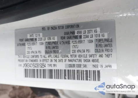 2016 Mazda Cx-5 Touring from USA, damaged, VIN JM3KE4CY5G0919254